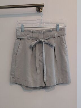 Express Light Gray Paperbag Waist Tie-Front Shorts